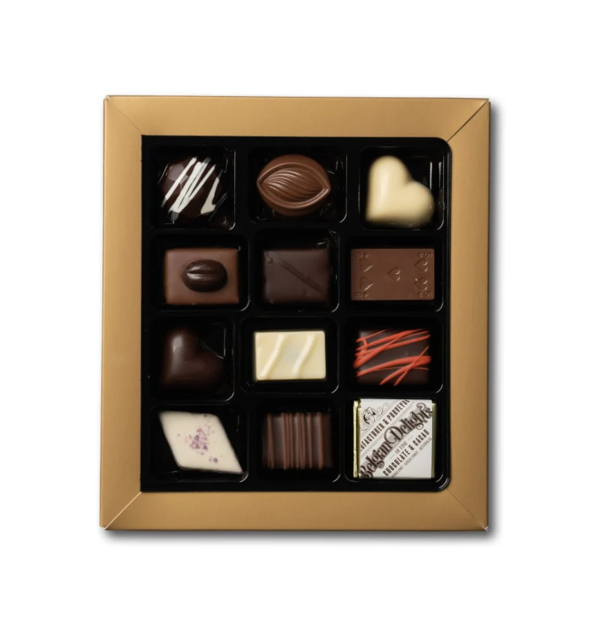 Box of 12 Assorted Belgium Chocolates - Belgium Delights