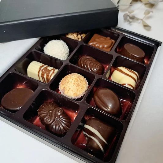 Box of 12 Assorted Belguim Chocolates - The Chocolate Leaf